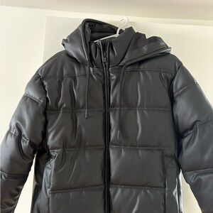 Like new! Zara Women's Black vegan leather Puffer Jacket